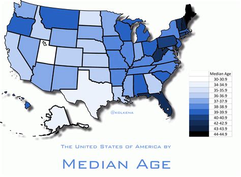 United States Of America By Median Age Oc Rdataisbeautiful