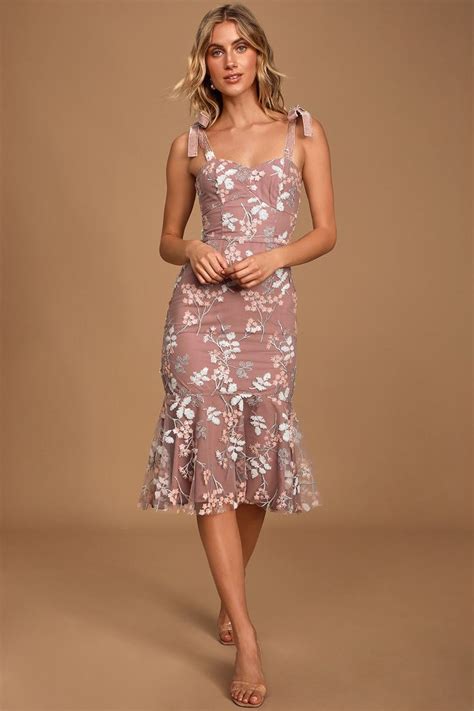Royal Ball Mauve Pink Sequin Tie Strap Trumpet Midi Dress Midi Dress