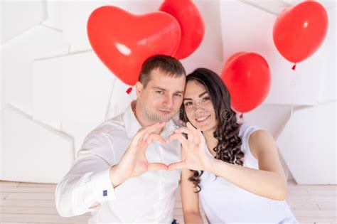 Valentine S Day A Couple In Love Shows A Heart Out Of Their Hands