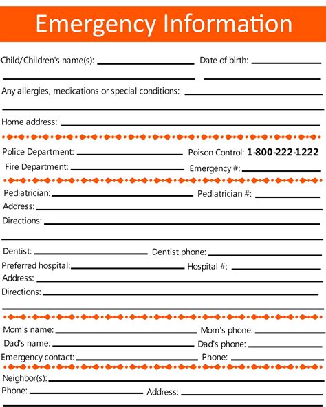 Pdf Printable Emergency Card Template