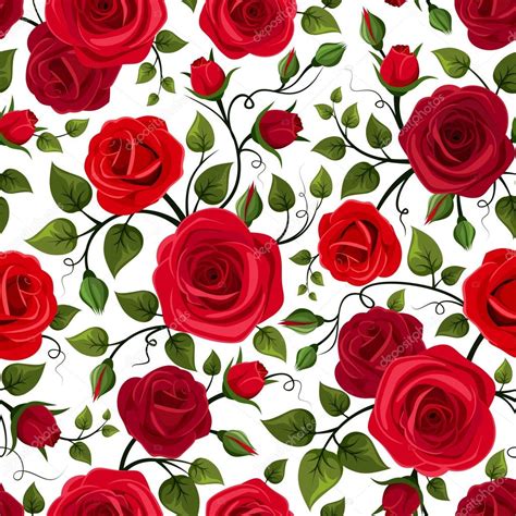 Seamless Pattern With Red Roses Vector Illustration — Stock Vector