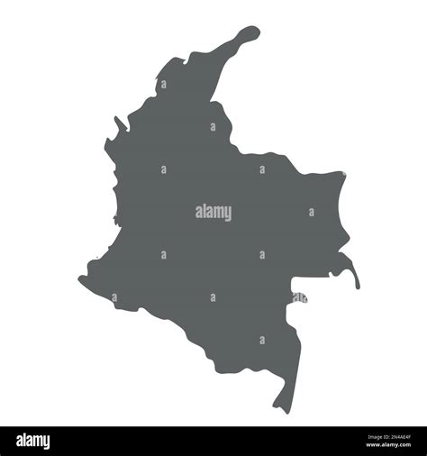 Colombia Smooth Grey Silhouette Map Of Country Area Simple Flat