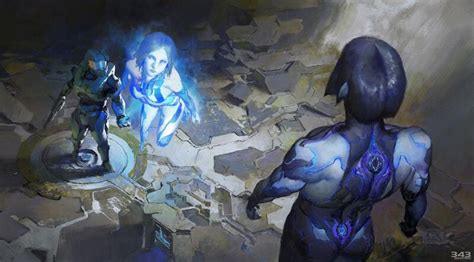 Halo Infinite Concept Art Featuring Chief The Weapon And Cortana Rhalo