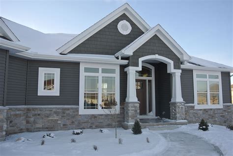 Exterior Stoned Wainscot Hampton Gray Ridgestone Jandn Stone