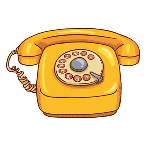 Premium Vector Vector Cartoon Yellow Retro Style Rotary Phone