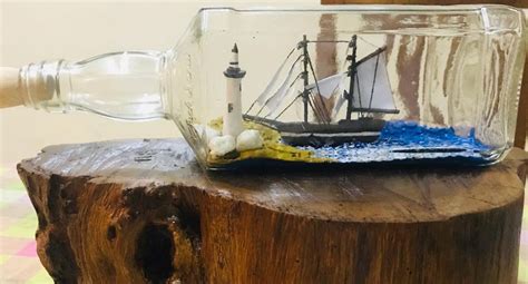 Unique Rare Ship In A Bottle Handmade Bottle Art T For Etsy