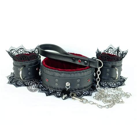 Gothic Collar And Cuff Set Leather Sets Hand Made