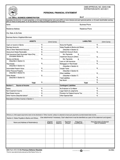 Personal Financial Statement Template Fill Out And Sign Online Dochub