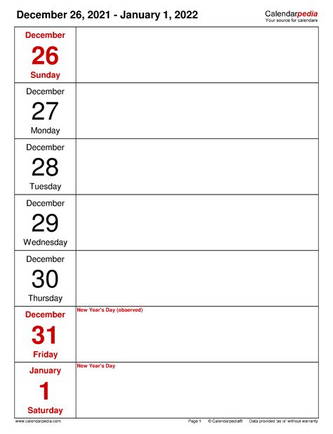 Printable Daily Calendar 2022