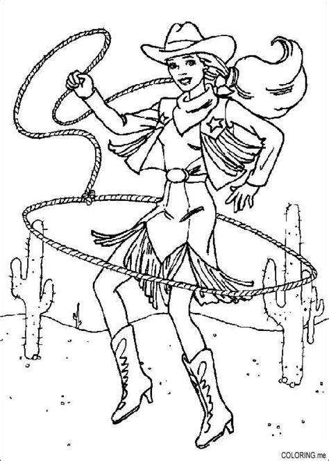 Touch device users, explore by touch or with swipe gestures. Coloring page : Barbie rodeo rope - Coloring.me