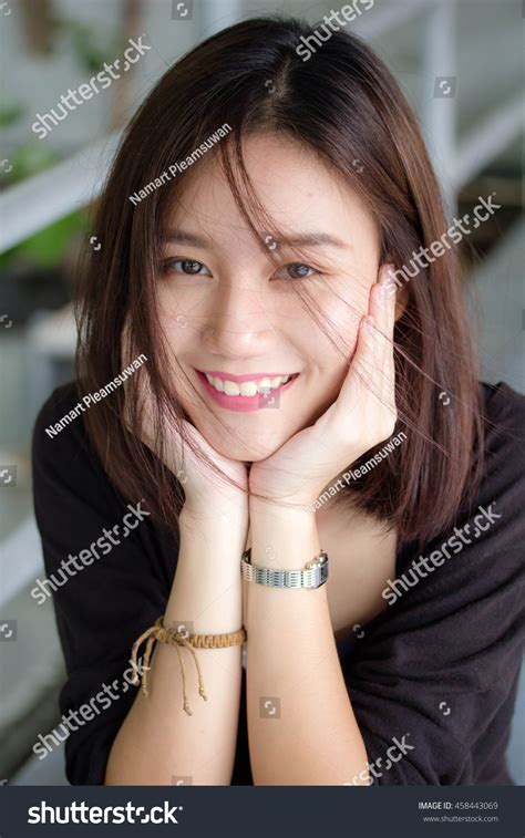 Portrait Thai Adult Glasses Beautiful Girl Stock Photo 458443069