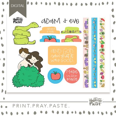 Print And Pray Kids Cutouts Adam And Eve Illustrated Faith