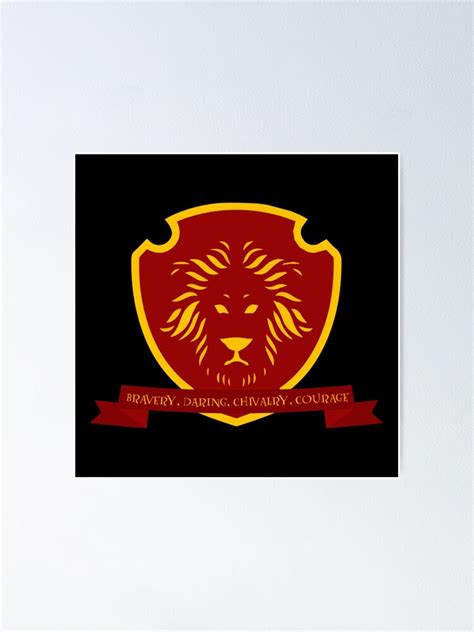 Lion Dorm House Motto Trait Emblem Poster By Loshchilovavale Redbubble
