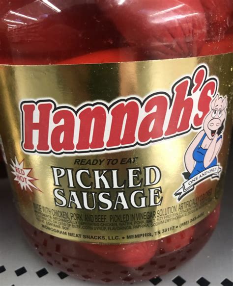 2 Quart Jar Of Hannah Pickled Pork Sausage Red Hots Meat Snack Wieners