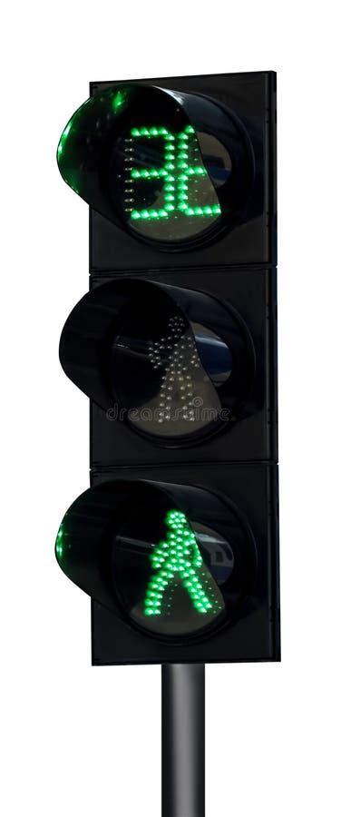 Modern Traffic Light With Timer And Pedestrian Signals Isolated On