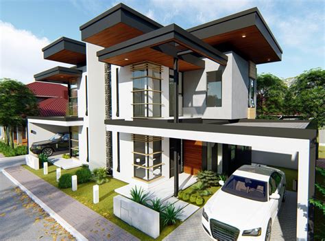 Two Storey Residential Duplex Type Building Fjl Architecture