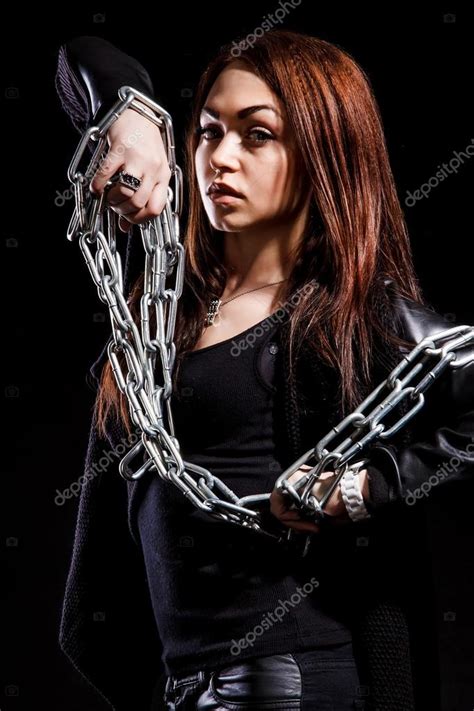 Beautiful Young Woman With Chains — Stock Photo © Artzzz 69747541