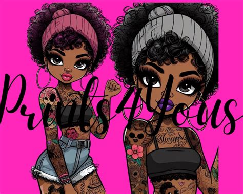 32 Big Eyed Sassy Bad Girls Tattooed Babes Instant Download Digital Art Bad Girls Art Pdf Files