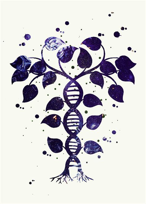 Dna Tree Of Life Watercolor Print Dna Double Helix Abstract Genetic