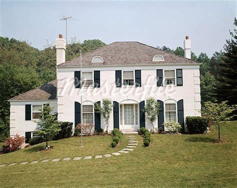 House is old style brick colonial. white stucco house with shutters - Google Search | Stucco ...