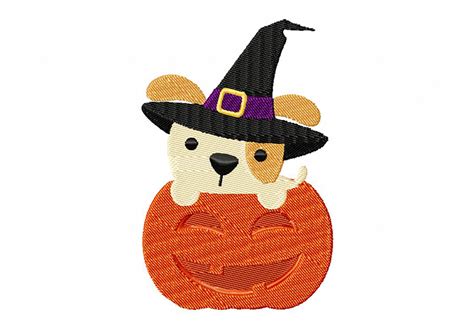 Puppy In Jack O Lanterns Machine Embroidery Design Daily Embroidery
