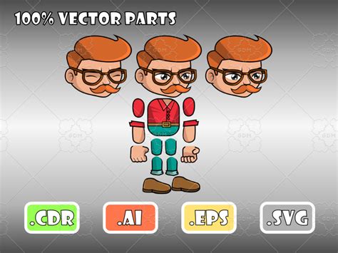 Hipster Redhead Boy Runner Character Gamedev Market