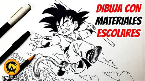 Como Dibujar A Goku Niño Con Materiales Escolares Dragon Ball How To