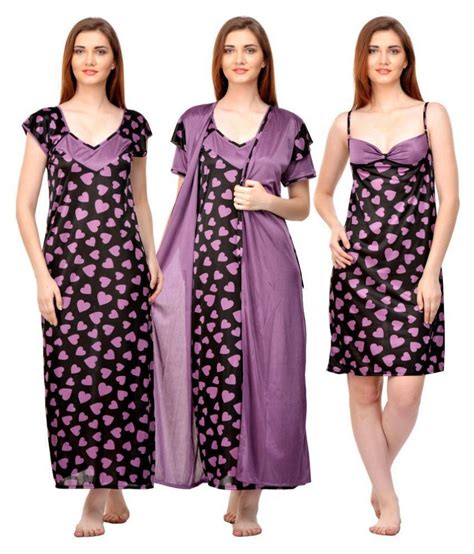 Buy Boosah Poly Satin Nighty And Night Gowns Multi Color Online At Best