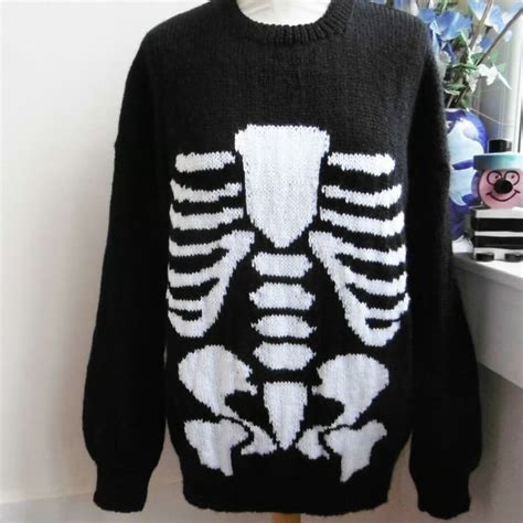 Hand Knitted Skeleton Lightweight Sweater Folksy Diy Emo Clothes
