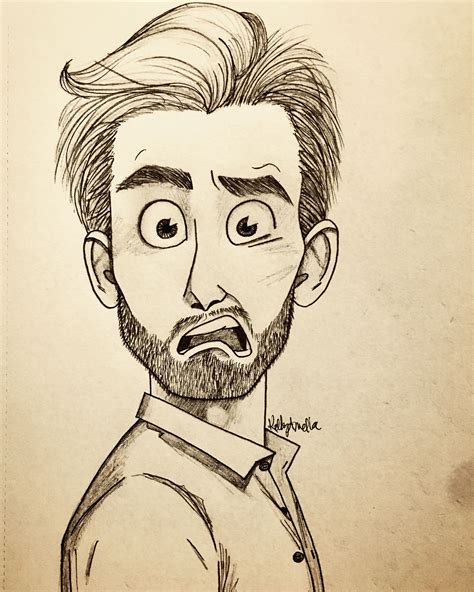 Man Pencil Sketch Boy Cartoon Illustration Drawing Face Hair Eyes Male