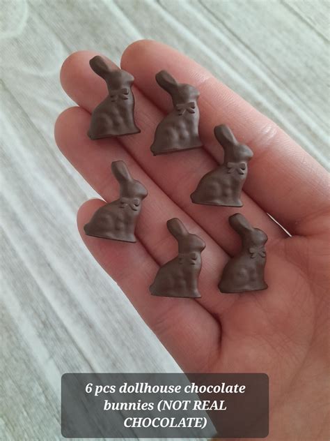 1 12 Scale 6 Pcs Mini Chocolate Bunnies For Dollhouse Mini Etsy