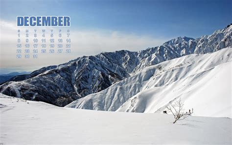 Download Wallpapers December 2019 Calendar Snowy Mountains Winter