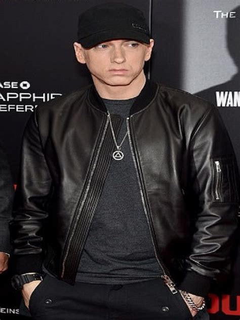 American Rapper Eminem Black Leather Jacket Leather Jacket Leather