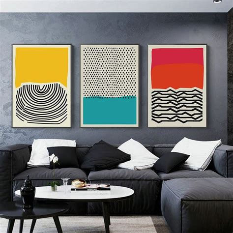 mid century modern multicolored abstract wall art hanging etsy modern canvas art modern art
