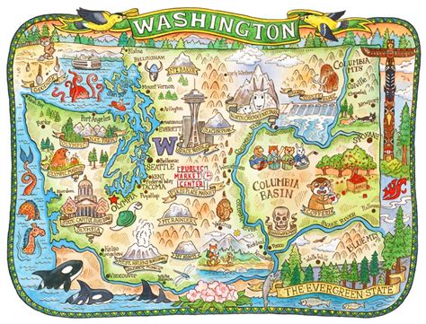 Washington State Map 16x20 Art Print Etsy