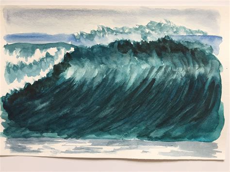 Original Watercolor Ocean Waves Painting Etsy Ocean Waves Painting