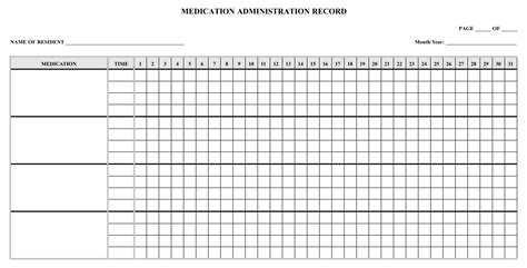 Printable Monthly Medication Log Sheet