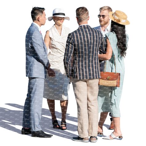 Group Of Five People Standing And Talking On A Fine Summer Day Vishopper