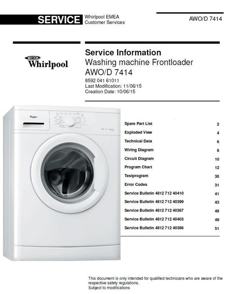 Manual Of Whirlpool Washing Machine