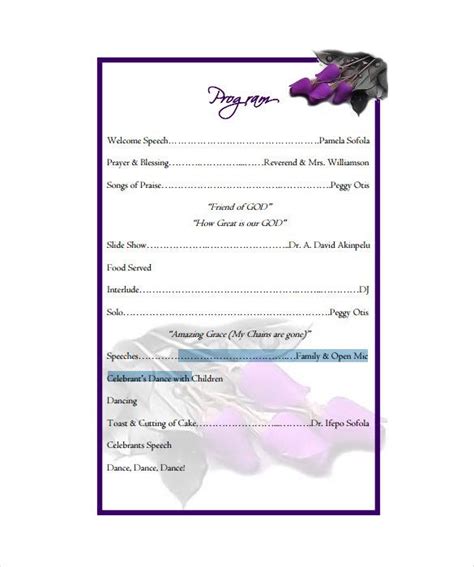 Dont panic , printable and downloadable free dinner program templates under fontanacountryinn com we have created for you. 12+ Birthday Program Templates - PDF, PSD | Birthday template, Program template, 60th birthday