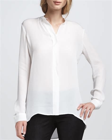 Vince Silk Blouse In White Lyst