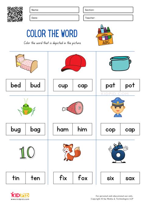 Fall Color By Cvc Word Worksheets Mamas Learning Corn