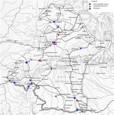 Map Of Roman Dacia With The Archaeologically And Epigraphically