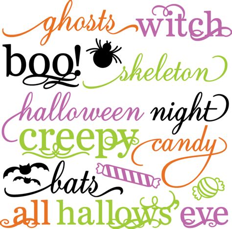 Halloween Words Set Svg Scrapbook Title Spiderweb Svg Cut File