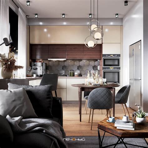 Кухня гостиная в современном стиле дизайн интерьер фото