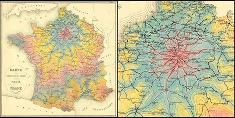 Isochrone Map Of Travel Times From Paris By Rail In 1882 2423 × 1220