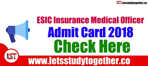 Esic insurance medical officers grade 2 recruitment 2018 notification and online registration has been available from 12th october 2018. ESIC Insurance Medical Officer Admit Card 2018 - Check Here