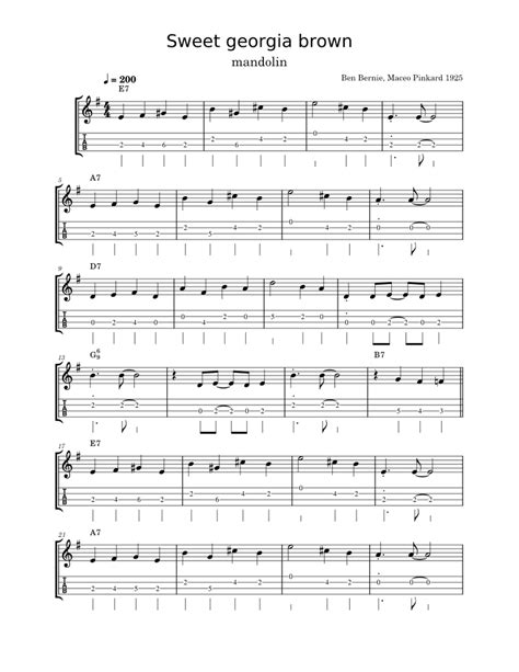 Sweet Georgia Brown Mandolin Tab Sheet Music For Mandolin Solo