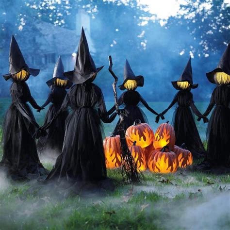 Witches Coven Set Of 3 Lighted Witch Figures Indoor Outdoor Halloween