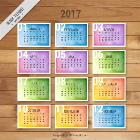 Calendario Con Meses Sobre Tarjetas Vector Gratis